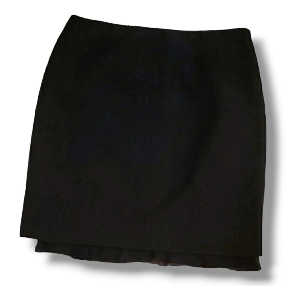 W.D.N.Y Black Pencil Skirt With Lace Trim - Size 8